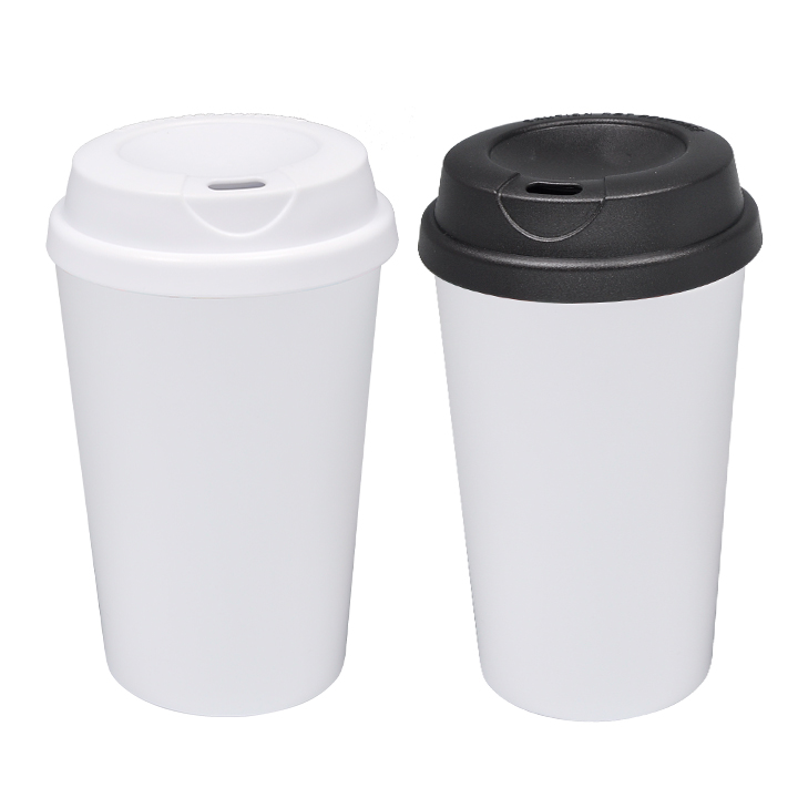380ml Polymer Double Wall Tumbler (with White/Black Lid)