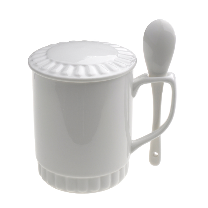 11oz Ceramic Spoon Mug with Lid (Boxed)
