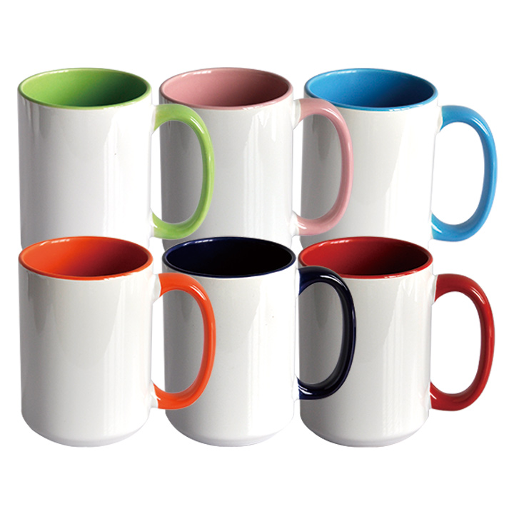 15oz Ceramic Mug with Colored Interior & Handle