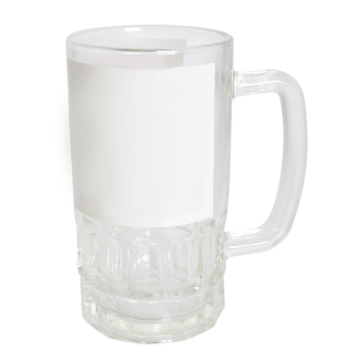 20oz Glass Beer Mug with White Patch (Φ8.7cm*H15.8cm)