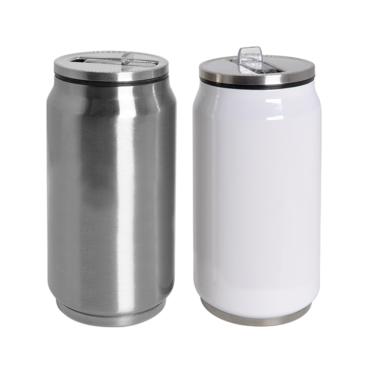 12oz Stainless Steel Cola Can with Straw