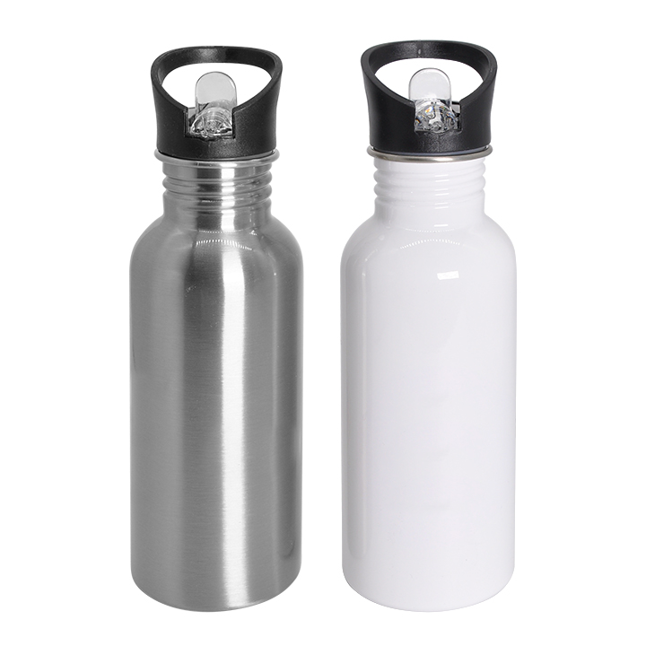 600ml Stainless Steel Water Bottle with Straw Top
