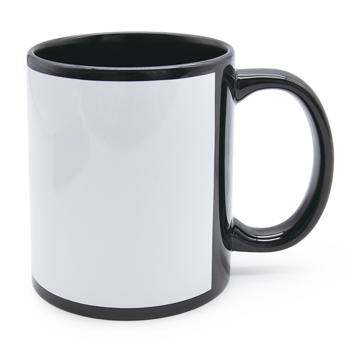11oz Ceramic Full Color Mug with White Patch,Black(decal)