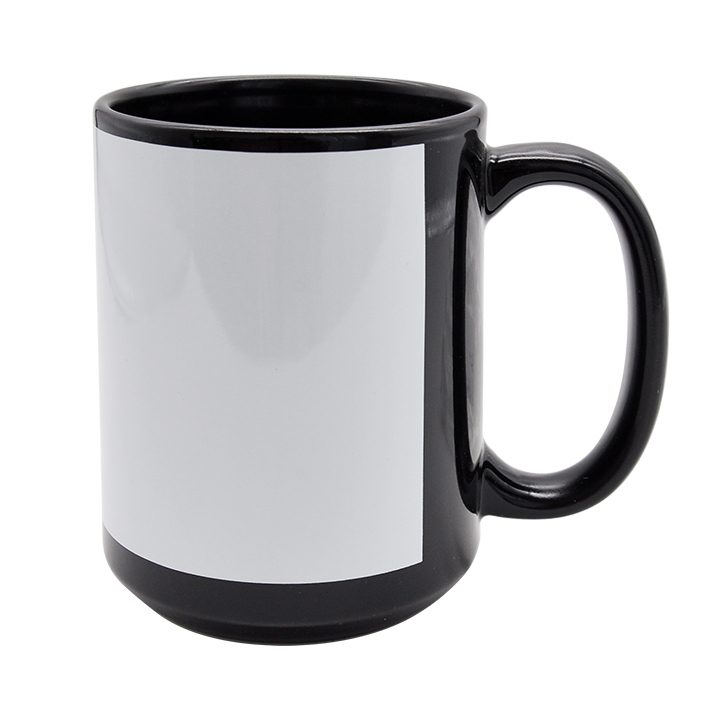 15oz Ceramic Full Color Mug with White Patch,Black(decal)