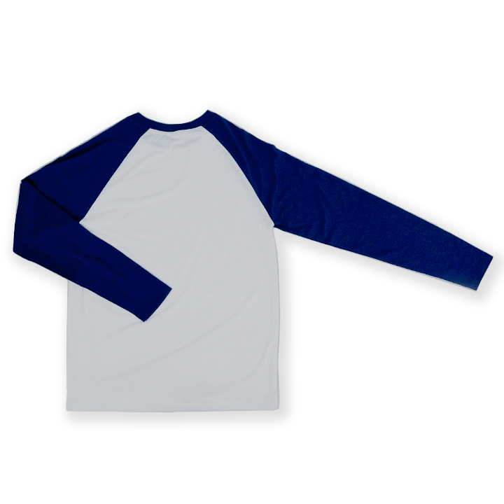 Sublimation Men Raglan T-shirt Long-sleeve, White/Navy Blue