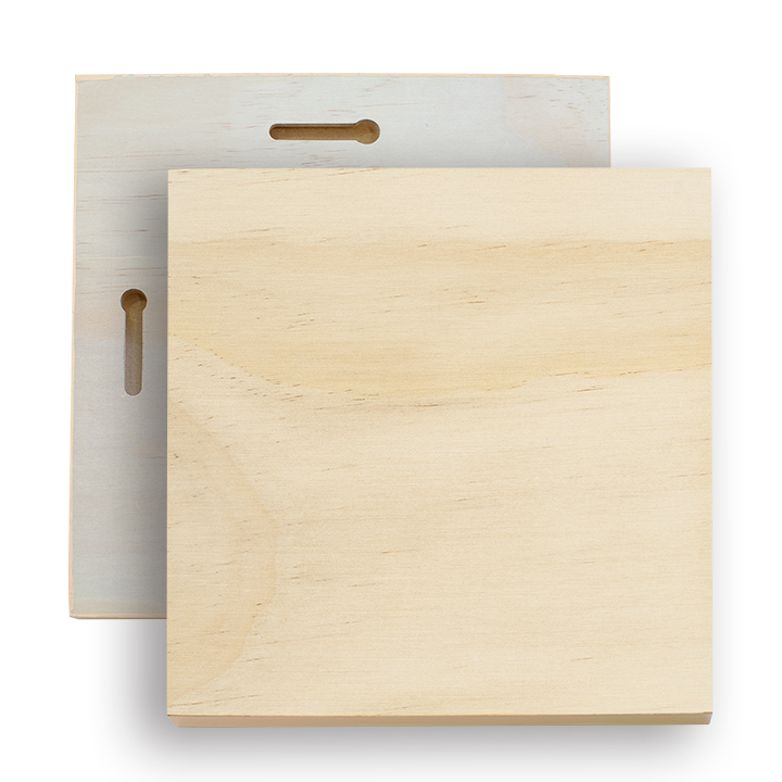 Sublimation Natural Wood Photo Panel, with MDF back and open sides, Square Shape, in 3 Sizes