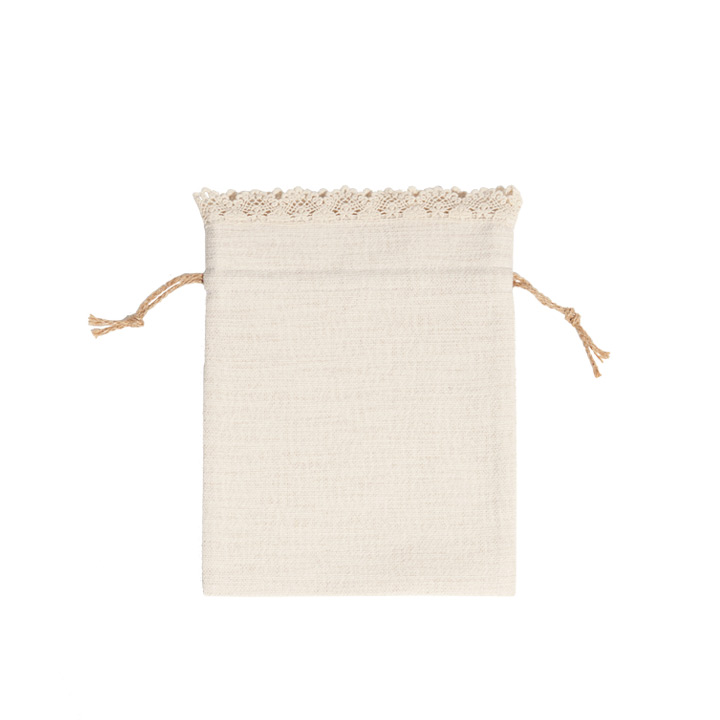 Sublimation Linen Drawstring Bag with Lace Trim, 27×20cm