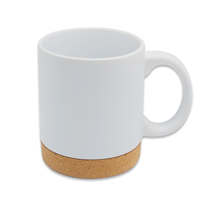 11oz Ceramic White Mug with Cork Base