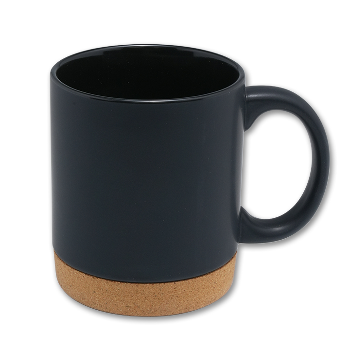 11oz Ceramic Black Mug with Cork Base(Mattefor laser-engraving)