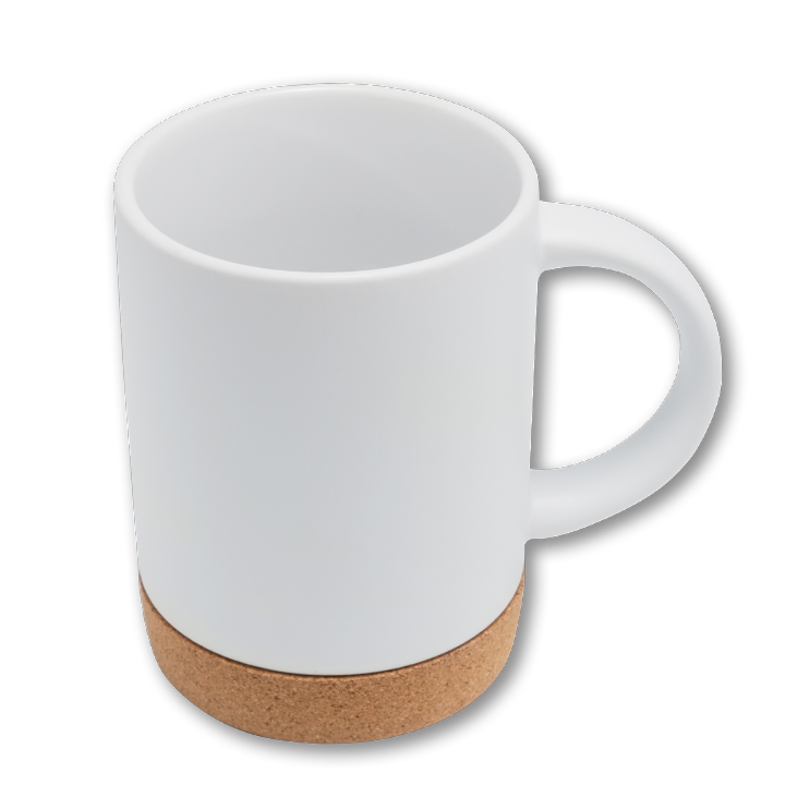 15oz Ceramic White Mug with Cork Base(Matte)