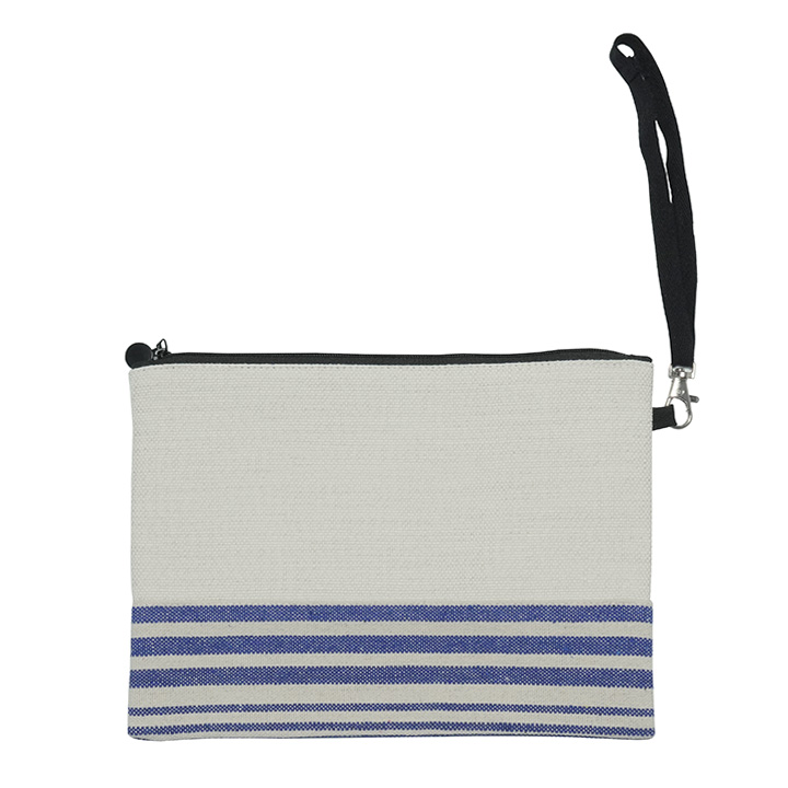 Sublimation Linen Cosmetic Bag with Navy Stripes,24*16.5cm