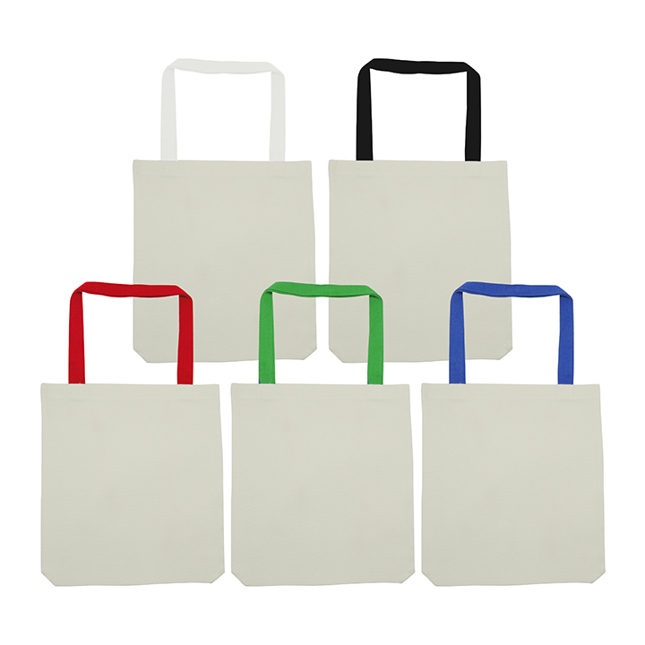 Sublimation Creamy White Canvas Tote Bag with Creamy White/Black/Red/Green/Blue Handle,33.5*36.5cm