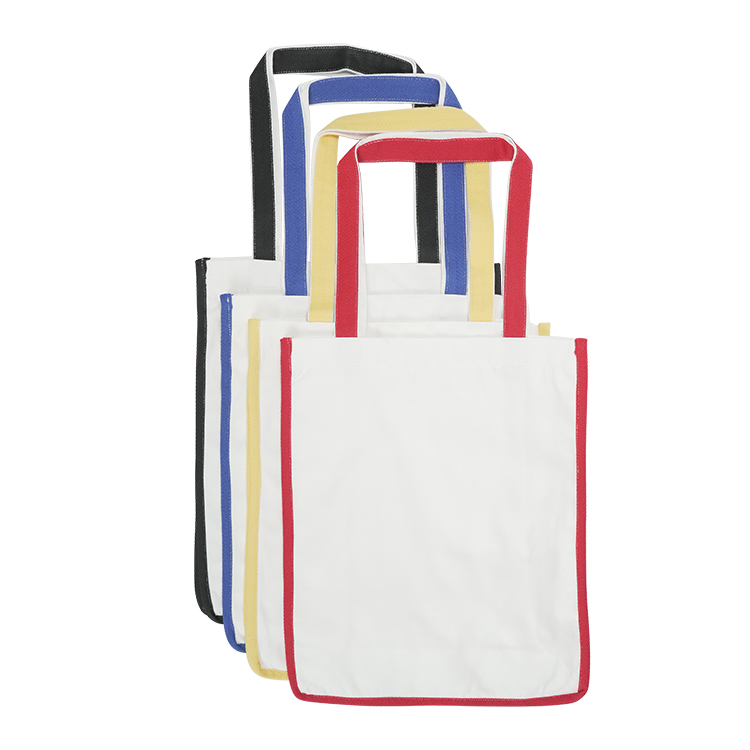 Sublimation Pure White Canvas Tote Bag with Colored Edge & Hand Strap, L31*W13*H38cm