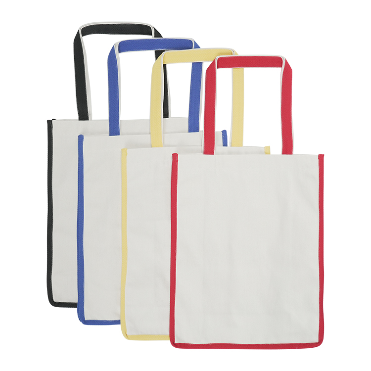 Sublimation Creamy White Canvas Tote Bag with Colored Edge & Hand Strap, L31*W13*H38cm